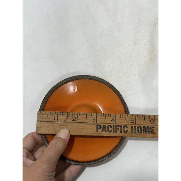 Le Creuset Flame Orange Enameled Cast Iron Pan Small Lid L Fits 4.5” Lid Only - Picture 6 of 7